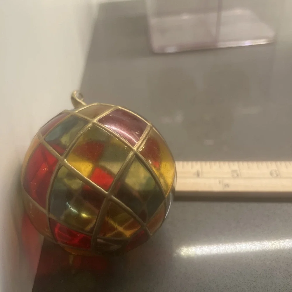 Faux Stained Glass (plastic) Christmas Ornaments Some Small Defects  Set Of 4